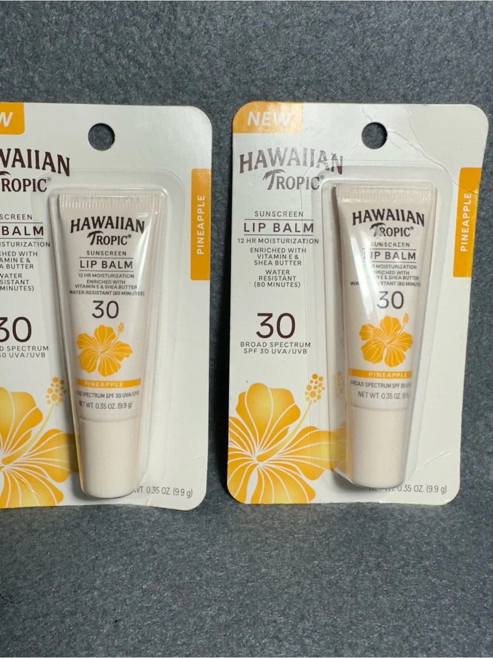 🆕 Hawaiian Tropic Pineapple SPF 30 Lip Balm - Hydrating Sun Protection (Yellow)